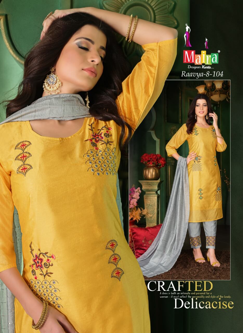 Mayra Raavya 8 Fancy Wear Kurti Pant With Dupatta Readymade  Collection